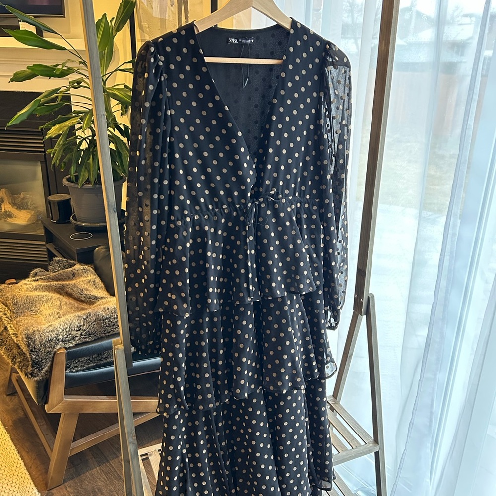 Zara Black Polka Dot Women's Dress